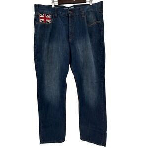 Coogi Jeans Mens 42x34 Blue Australian Flag Embroidered Straight Leg Denim